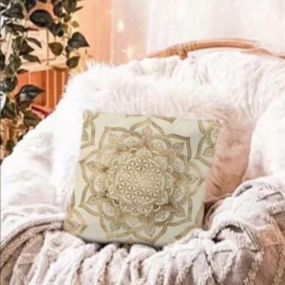 2- Lotus Mandala Decorative Pillow Cover - Picture 4 of 4